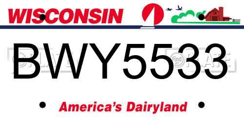 BWY5533 Wisconsin License Plate