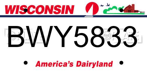 BWY5833 Wisconsin License Plate