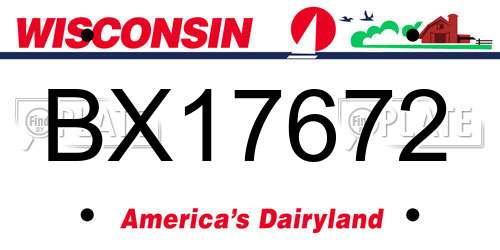 BX17672 Wisconsin License Plate
