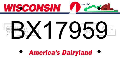 BX17959 Wisconsin License Plate