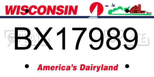 BX17989 Wisconsin License Plate