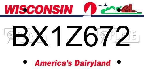 BX1Z672 Wisconsin License Plate