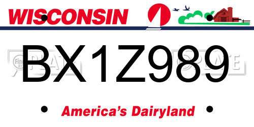 BX1Z989 Wisconsin License Plate
