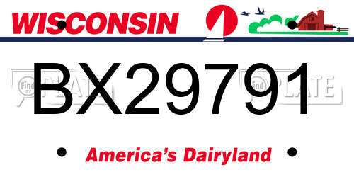 BX29791 Wisconsin License Plate