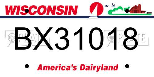 BX31018 Wisconsin License Plate