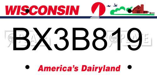BX3B819 Wisconsin License Plate