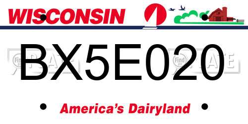 BX5E020 Wisconsin License Plate