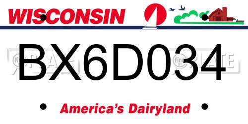 BX6D034 Wisconsin License Plate