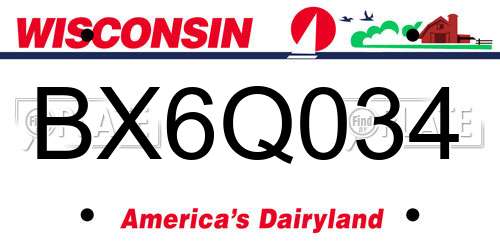 BX6Q034 Wisconsin License Plate