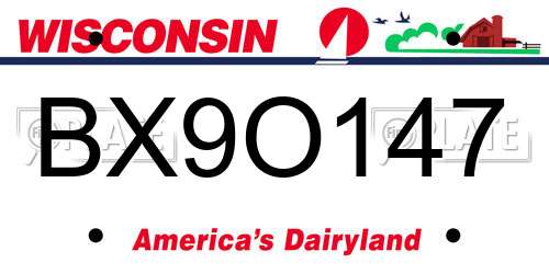 BX9O147 Wisconsin License Plate