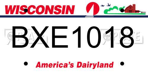 BXE1018 Wisconsin License Plate