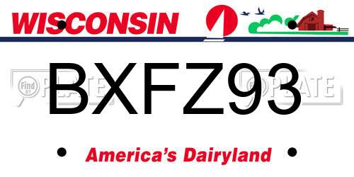 BXFZ93 Wisconsin License Plate