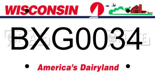 BXG0034 Wisconsin License Plate