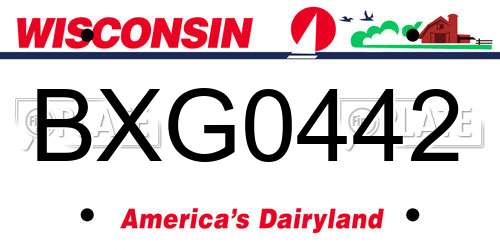 BXG0442 Wisconsin License Plate