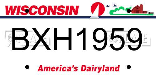 BXH1959 Wisconsin License Plate