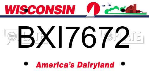 BXI7672 Wisconsin License Plate