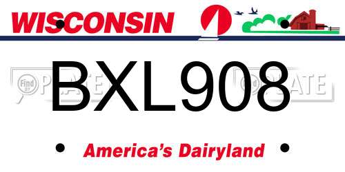 BXL908 Wisconsin License Plate