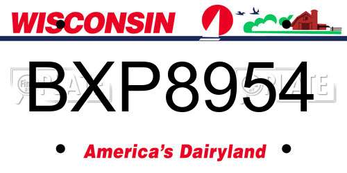 BXP8954 Wisconsin License Plate