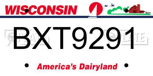 BXT9291 Wisconsin License Plate