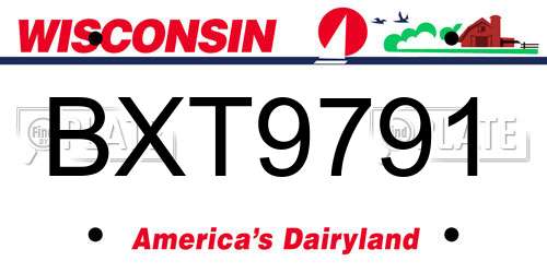 BXT9791 Wisconsin License Plate