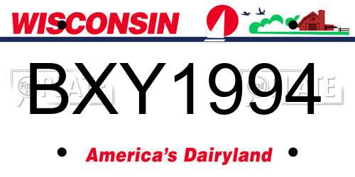 BXY1994 Wisconsin License Plate