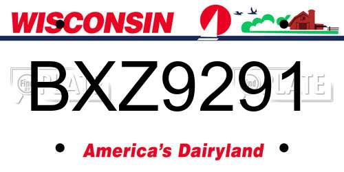BXZ9291 Wisconsin License Plate