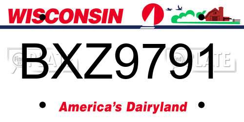 BXZ9791 Wisconsin License Plate