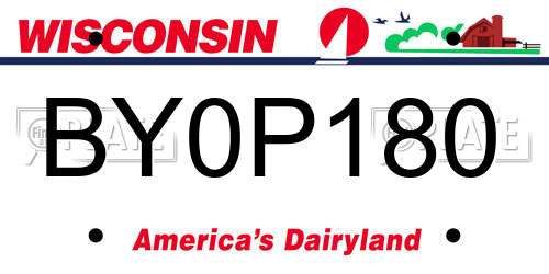 BY0P180 Wisconsin License Plate