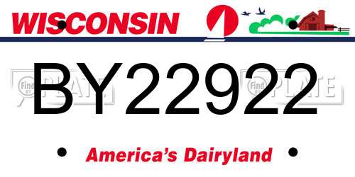 BY22922 Wisconsin License Plate