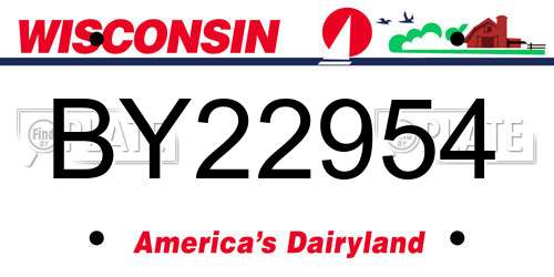 BY22954 Wisconsin License Plate