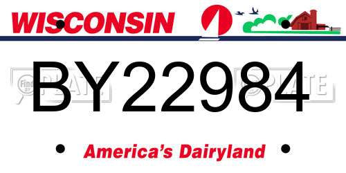 BY22984 Wisconsin License Plate