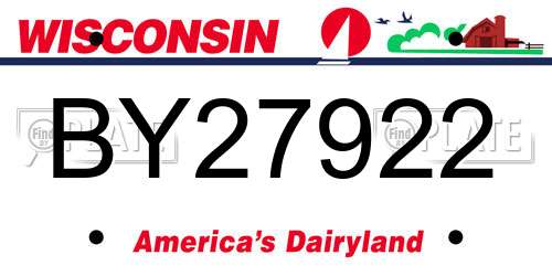 BY27922 Wisconsin License Plate