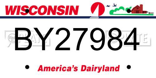 BY27984 Wisconsin License Plate