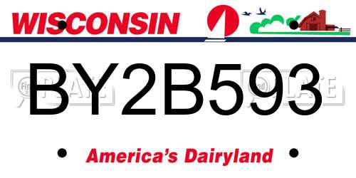 BY2B593 Wisconsin License Plate