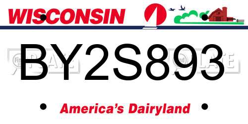 BY2S893 Wisconsin License Plate
