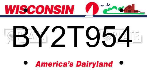 BY2T954 Wisconsin License Plate
