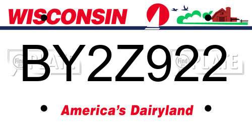 BY2Z922 Wisconsin License Plate