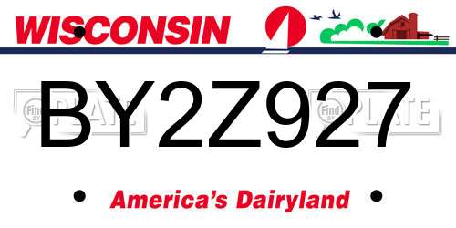 BY2Z927 Wisconsin License Plate