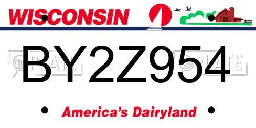 BY2Z954 Wisconsin License Plate