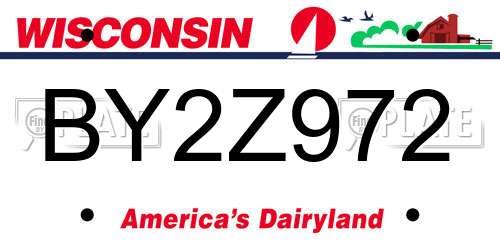 BY2Z972 Wisconsin License Plate