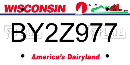 BY2Z977 Wisconsin License Plate