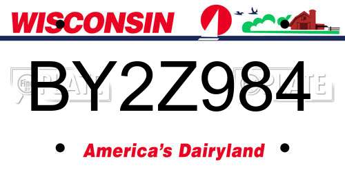 BY2Z984 Wisconsin License Plate