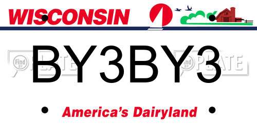 BY3BY3 Wisconsin License Plate