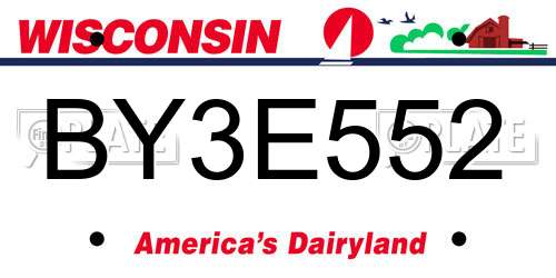 BY3E552 Wisconsin License Plate