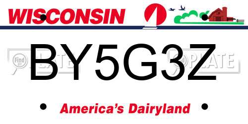 BY5G3Z Wisconsin License Plate