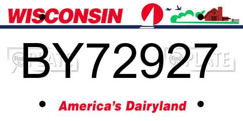 BY72927 Wisconsin License Plate