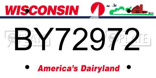 BY72972 Wisconsin License Plate