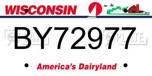 BY72977 Wisconsin License Plate