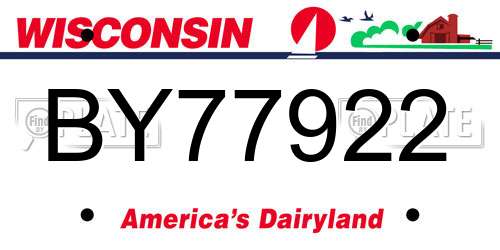 BY77922 Wisconsin License Plate
