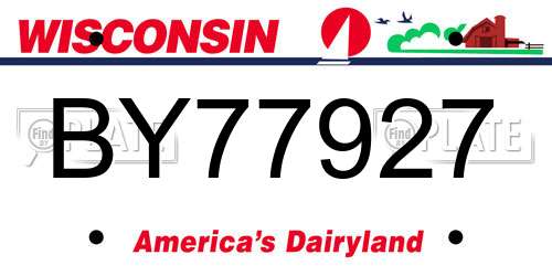 BY77927 Wisconsin License Plate